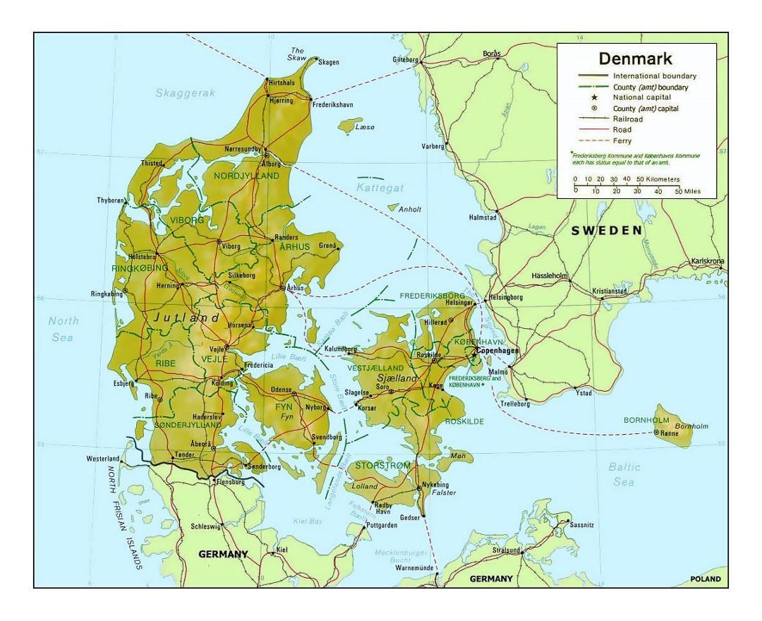 Карта на данска kommune