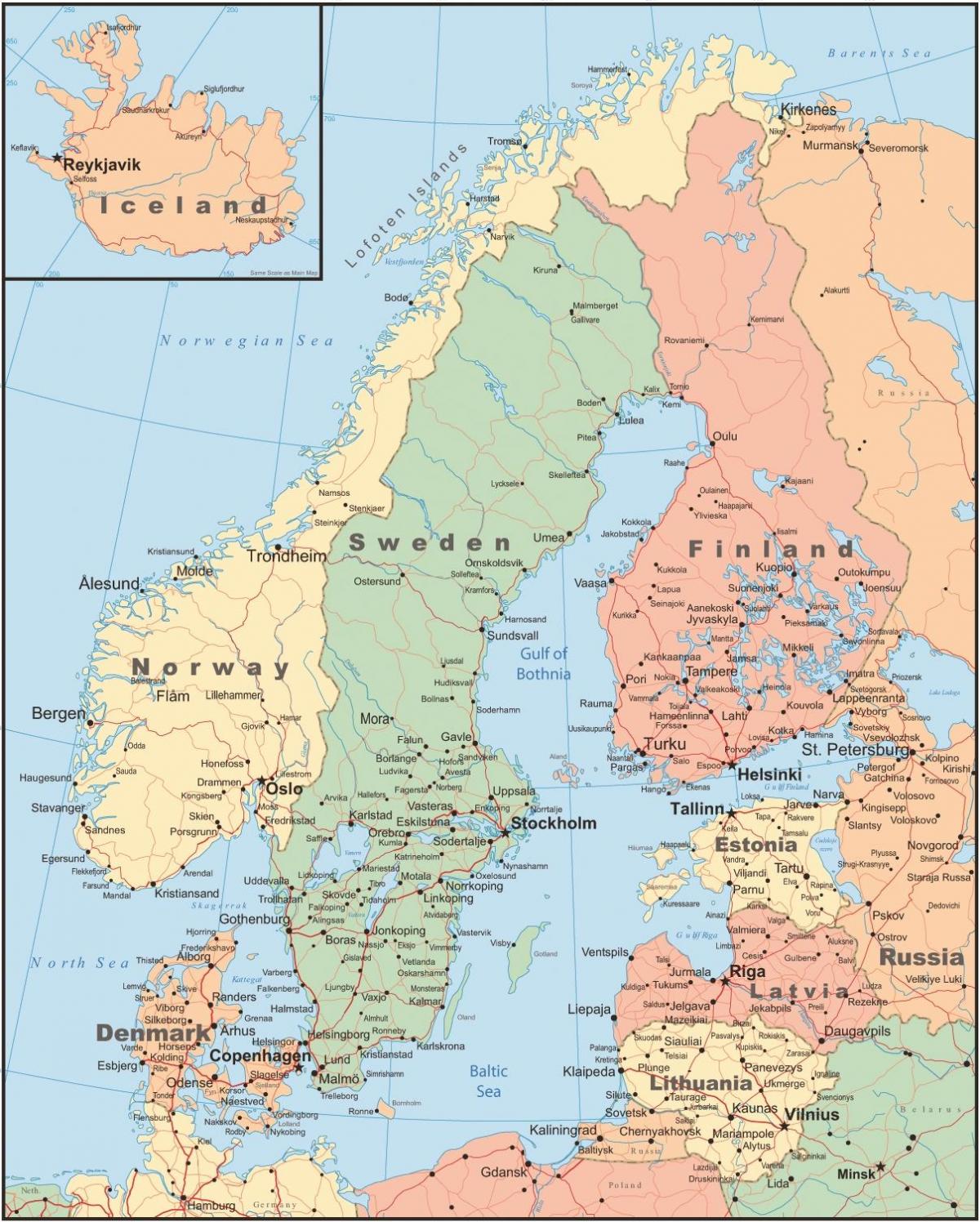 карта на данска и околните земји