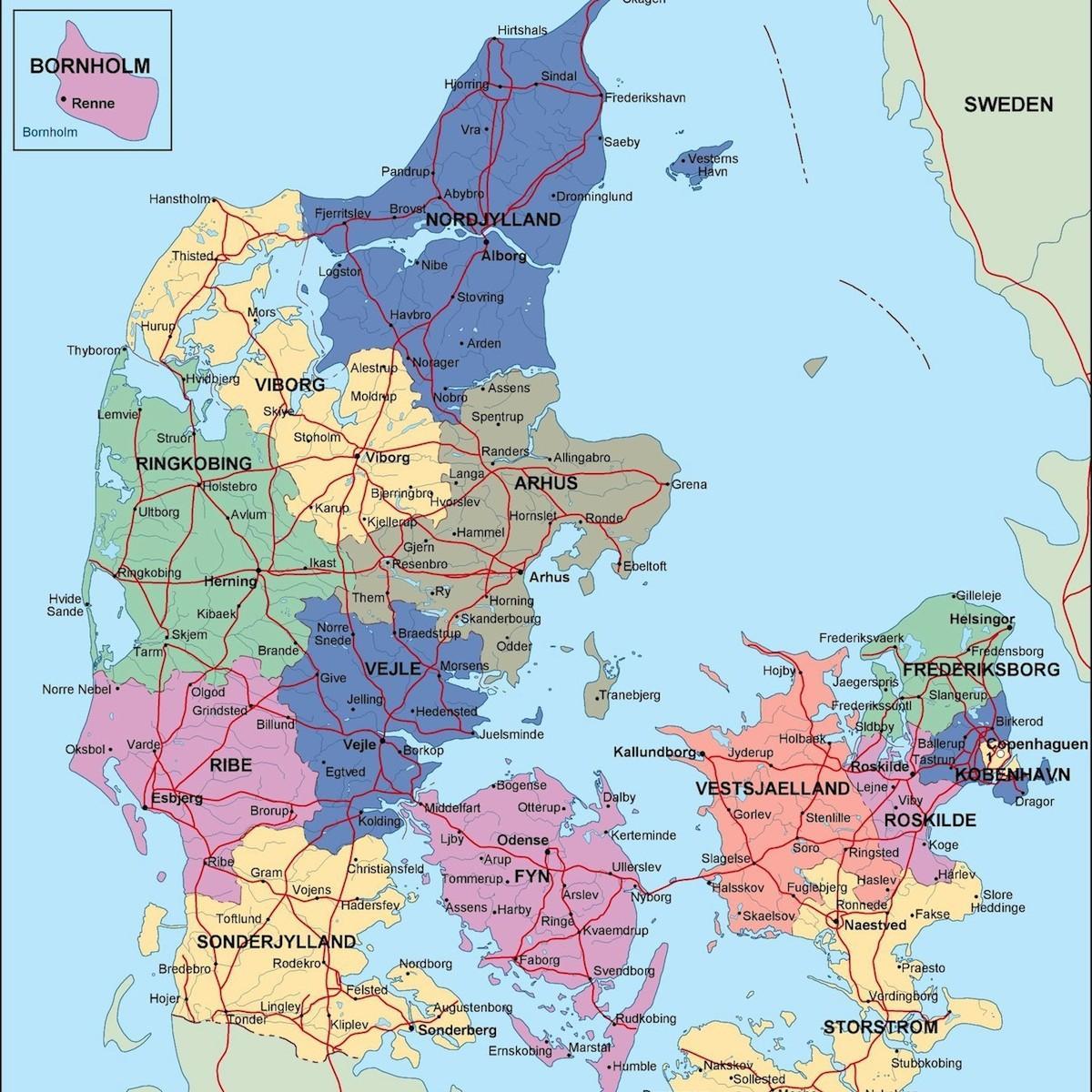 Карта на данска политички 