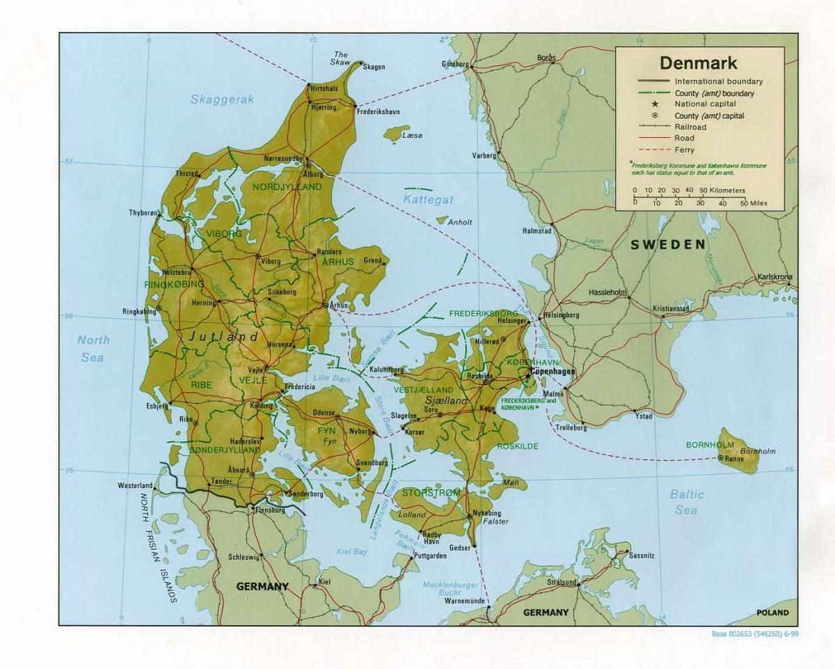 Карта на физички данска