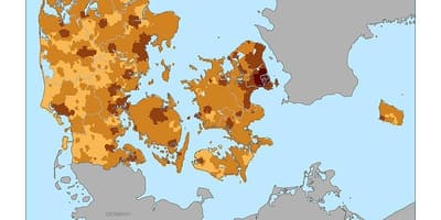 Данска густината на население мапа