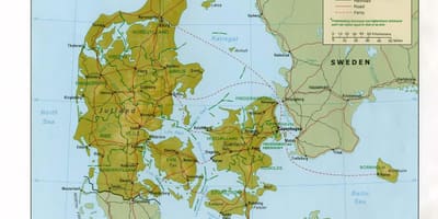 Карта на физички данска