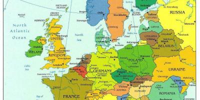 Карта на европа, покажува данска